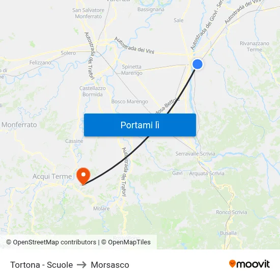 Tortona - Scuole to Morsasco map