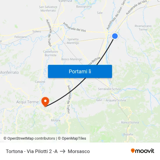 Tortona - Via Pilotti 2 -A to Morsasco map