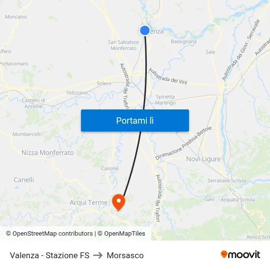 Valenza - Stazione FS to Morsasco map