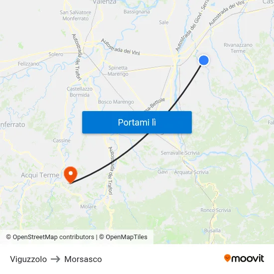 Viguzzolo to Morsasco map