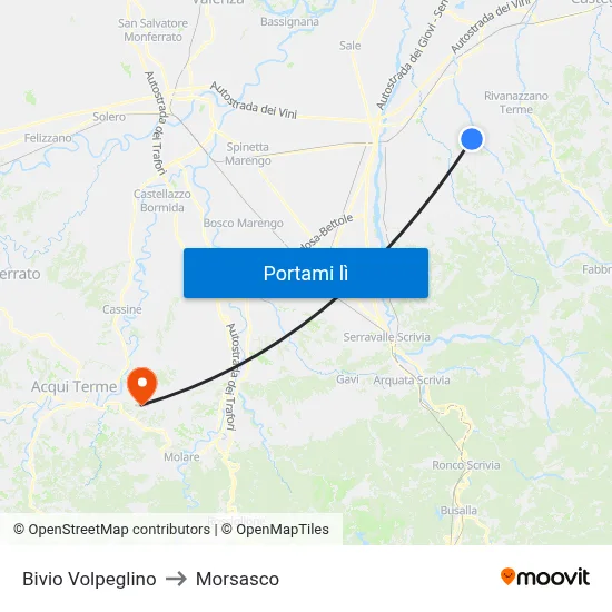 Bivio Volpeglino to Morsasco map