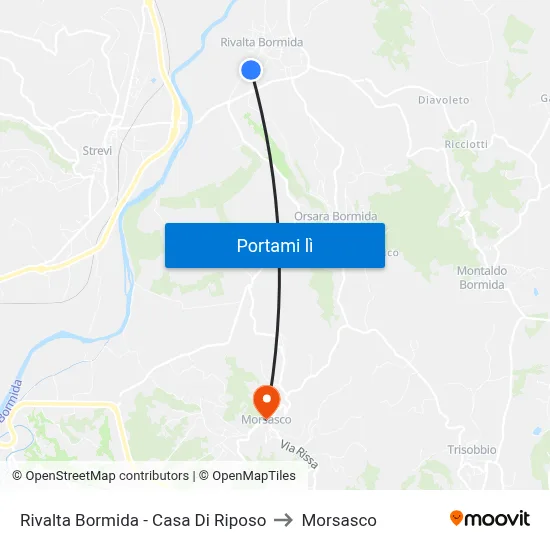 Rivalta Bormida - Casa Di Riposo to Morsasco map