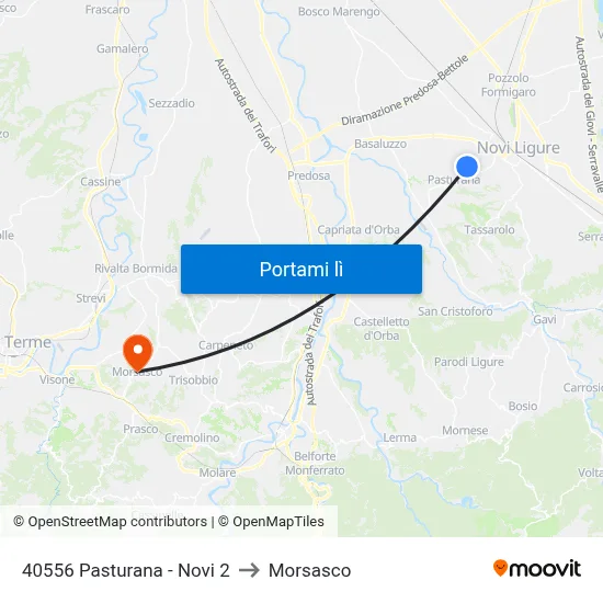 40556 Pasturana - Novi 2 to Morsasco map
