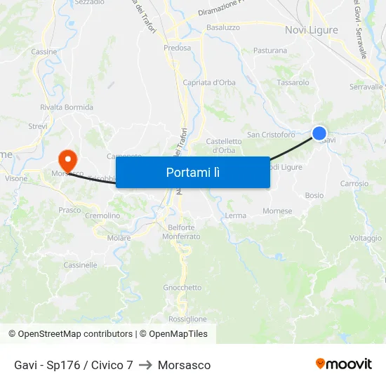 Gavi - Sp176 / Civico 7 to Morsasco map