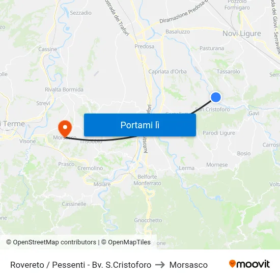 Rovereto / Pessenti - Bv. S.Cristoforo to Morsasco map