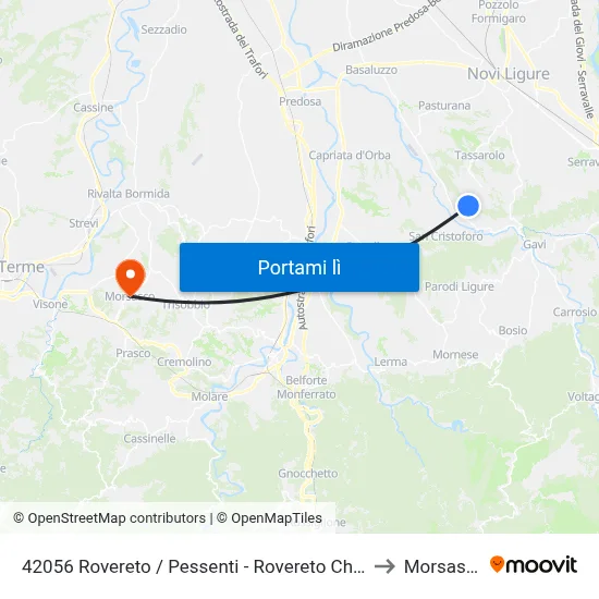 42056 Rovereto / Pessenti - Rovereto Chiesa to Morsasco map