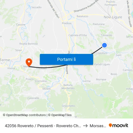 42056 Rovereto / Pessenti - Rovereto Chiesa to Morsasco map