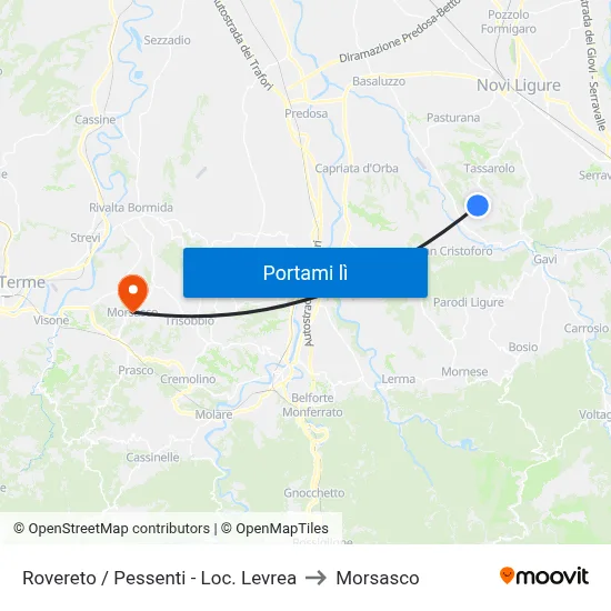 Rovereto / Pessenti - Loc. Levrea to Morsasco map