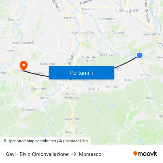 Gavi - Bivio Circonvallazione to Morsasco map
