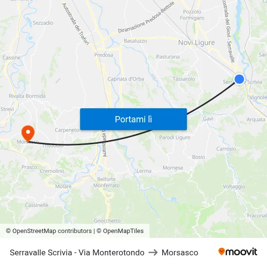 Serravalle Scrivia - Via Monterotondo to Morsasco map