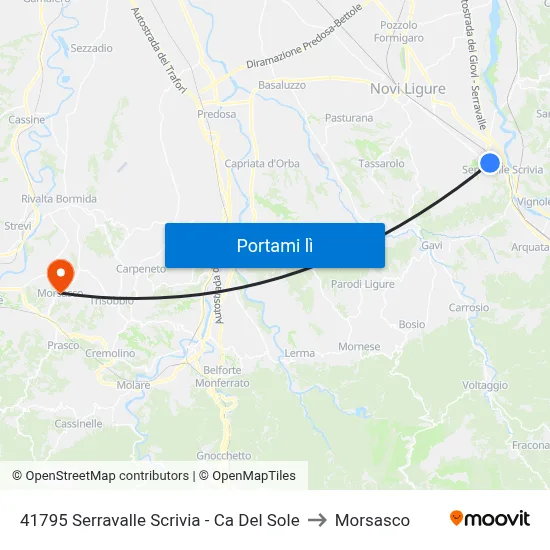 41795 Serravalle Scrivia - Ca Del Sole to Morsasco map