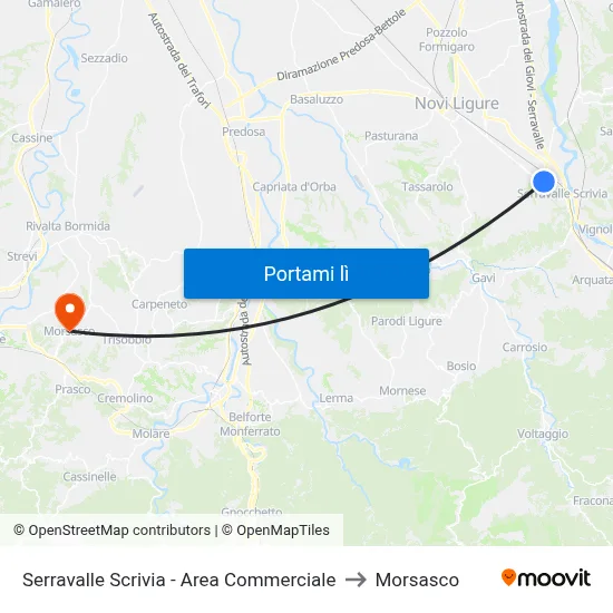 Serravalle Scrivia - Area Commerciale to Morsasco map