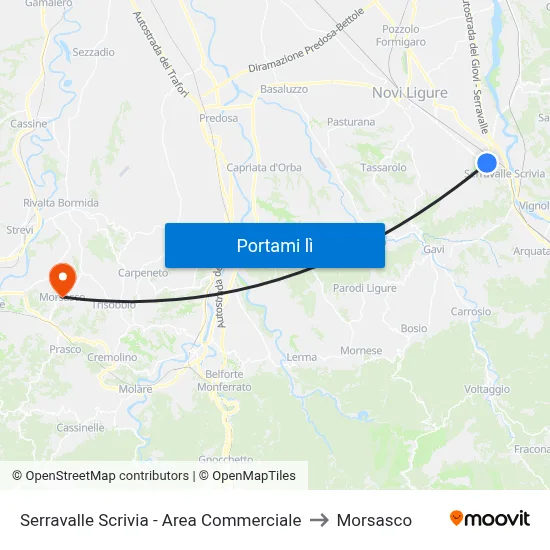 Serravalle Scrivia - Area Commerciale to Morsasco map