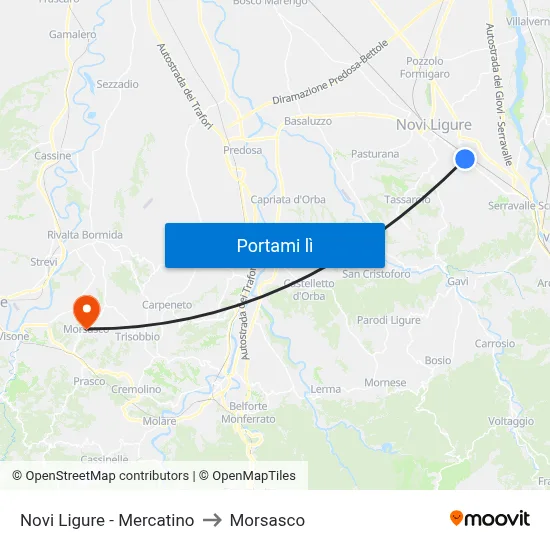 Novi Ligure - Mercatino to Morsasco map