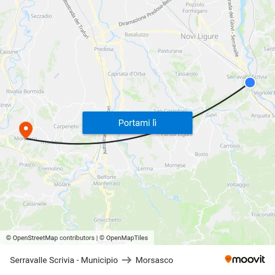 Serravalle Scrivia - Municipio to Morsasco map