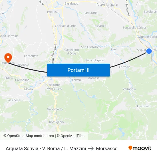 Arquata Scrivia - V. Roma / L. Mazzini to Morsasco map
