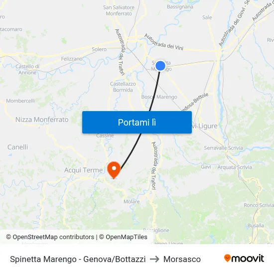 Spinetta Marengo - Genova/Bottazzi to Morsasco map
