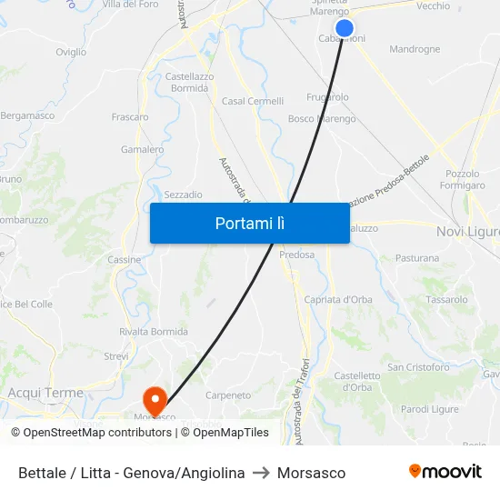 Bettale / Litta - Genova/Angiolina to Morsasco map