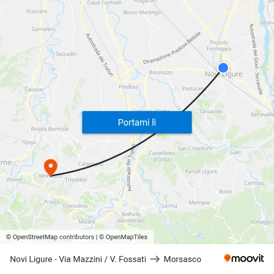 Novi Ligure - Via Mazzini / V. Fossati to Morsasco map