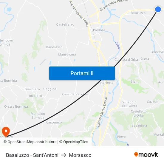 Basaluzzo - Sant'Antoni to Morsasco map