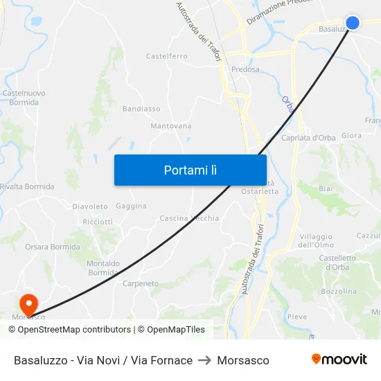 Basaluzzo - Via Novi / Via Fornace to Morsasco map