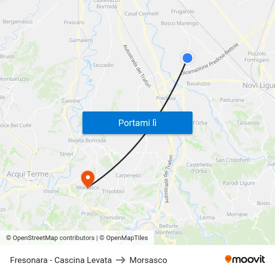 Fresonara - Cascina Levata to Morsasco map