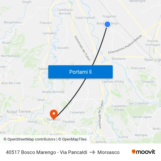 40517 Bosco Marengo - Via Pancaldi to Morsasco map