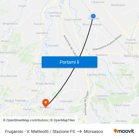 Frugarolo - V. Matteotti / Stazione FS to Morsasco map
