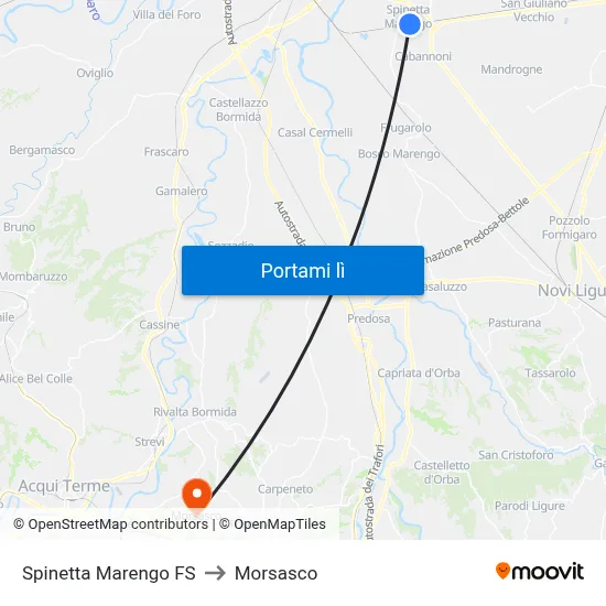 Spinetta Marengo FS to Morsasco map