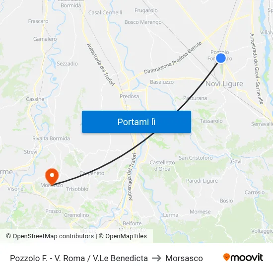 Pozzolo F. - V. Roma / V.Le Benedicta to Morsasco map
