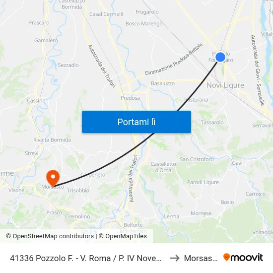 41336 Pozzolo F. - V. Roma / P. IV Novembre to Morsasco map