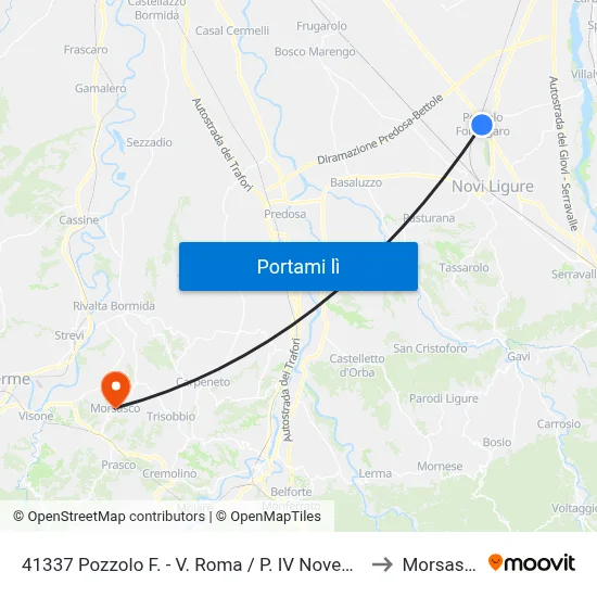 41337 Pozzolo F. - V. Roma / P. IV Novembre to Morsasco map