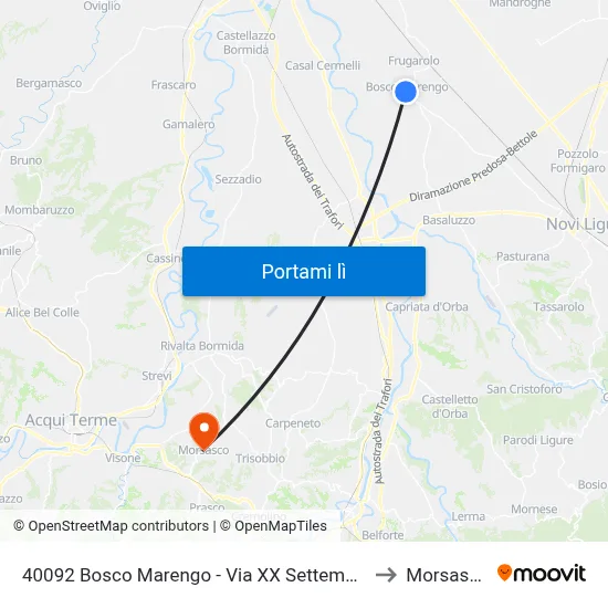 40092 Bosco Marengo - Via XX Settembre to Morsasco map
