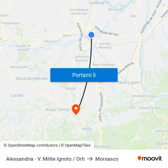 Alessandria - V. Milite Ignoto / Orti to Morsasco map