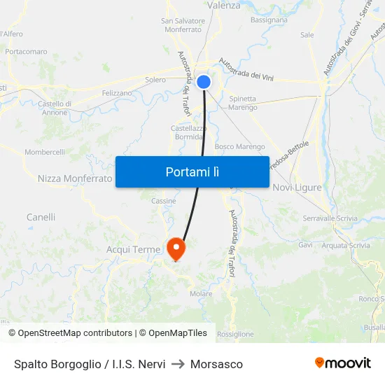 Spalto Borgoglio / I.I.S. Nervi to Morsasco map