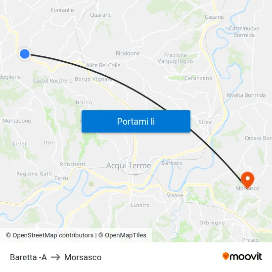 Baretta -A to Morsasco map