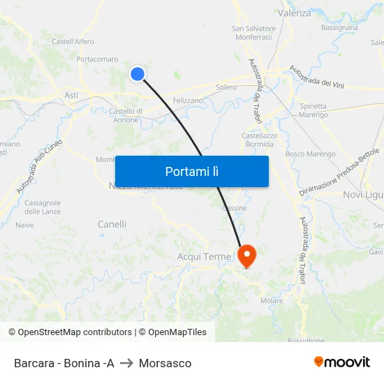 Barcara - Bonina -A to Morsasco map