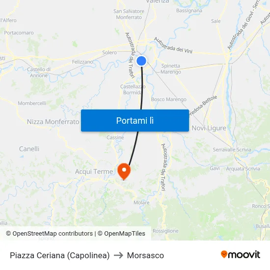 Piazza Ceriana (Capolinea) to Morsasco map