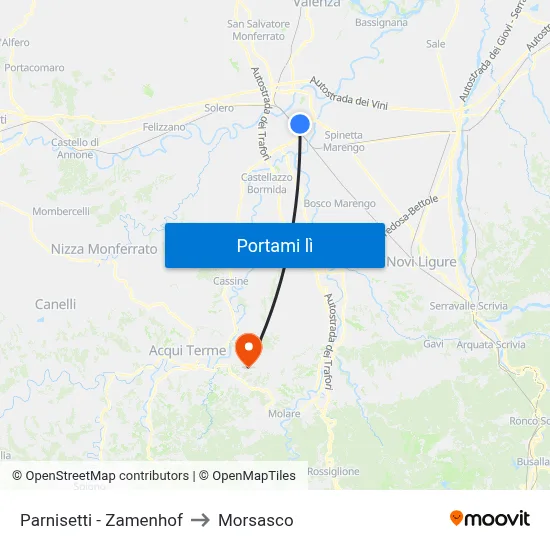 Parnisetti - Zamenhof to Morsasco map