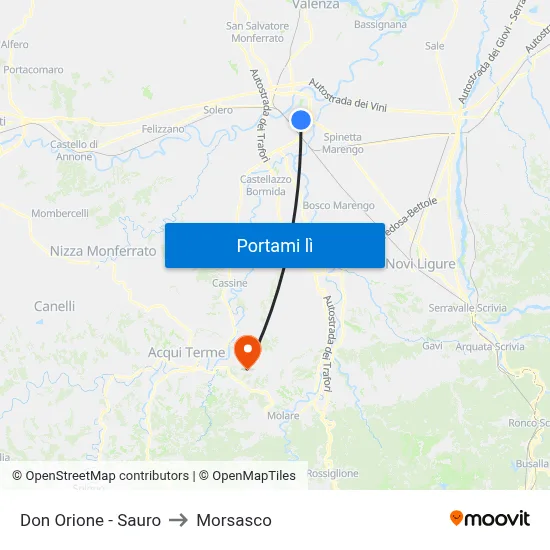 Don Orione - Sauro to Morsasco map