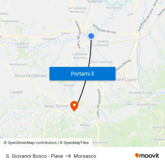 S. Giovanni Bosco - Piave to Morsasco map