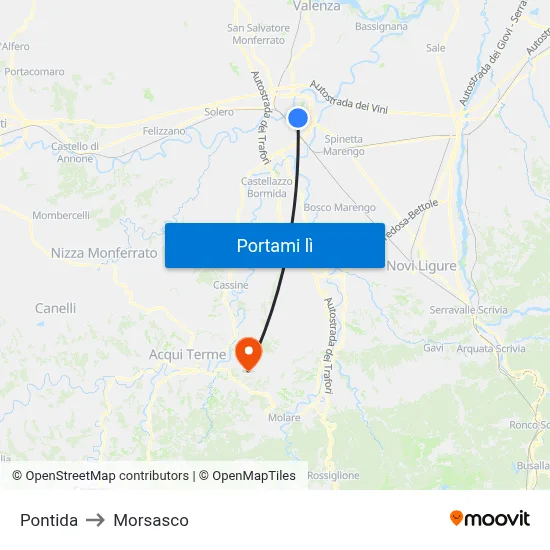 Pontida to Morsasco map