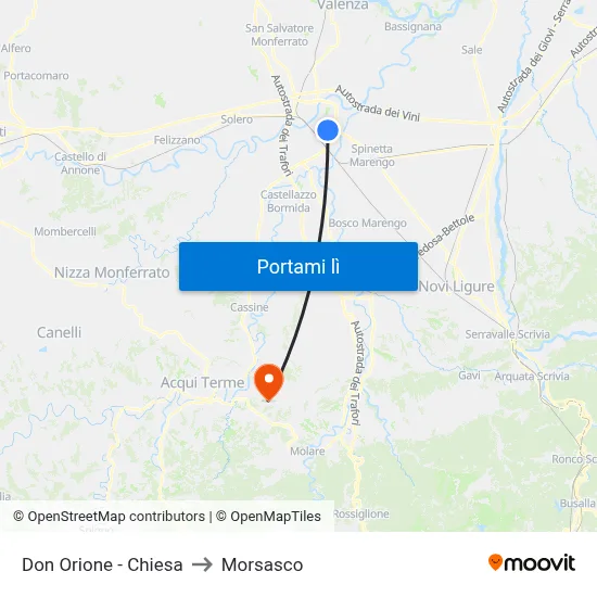 Don Orione - Chiesa to Morsasco map