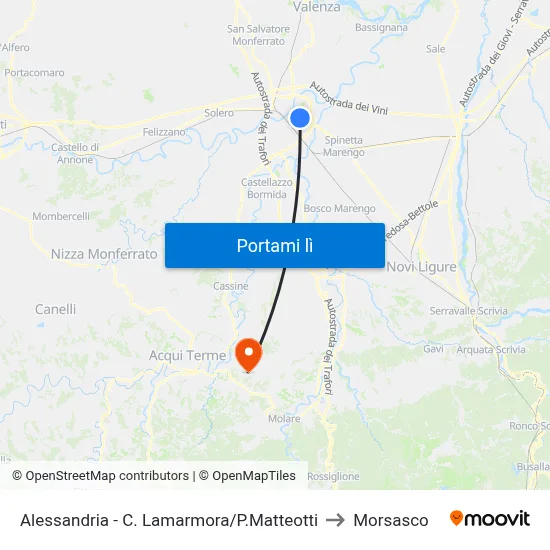 Alessandria - C. Lamarmora/P.Matteotti to Morsasco map
