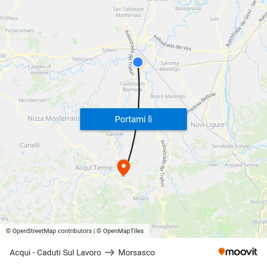 Acqui - Caduti Sul Lavoro to Morsasco map