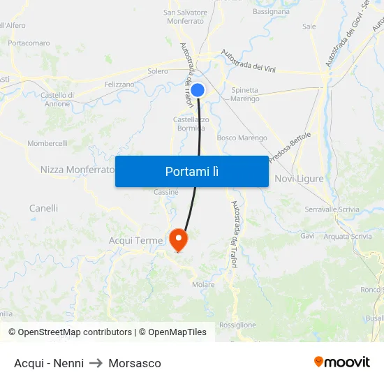 Acqui - Nenni to Morsasco map