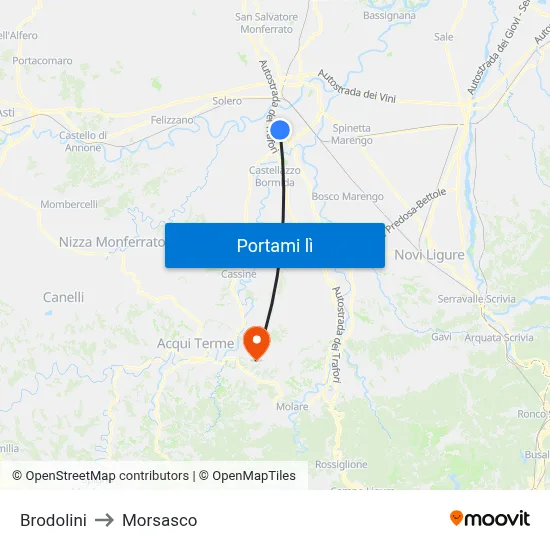 Brodolini to Morsasco map