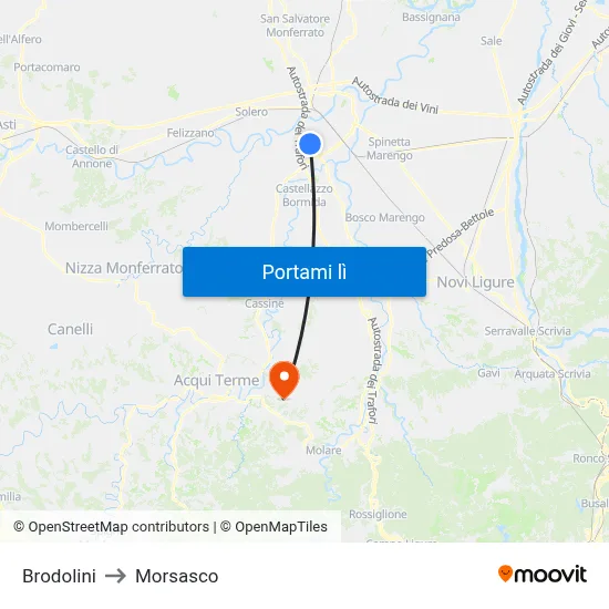 Brodolini to Morsasco map