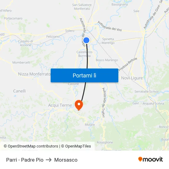 Parri - Padre Pio to Morsasco map