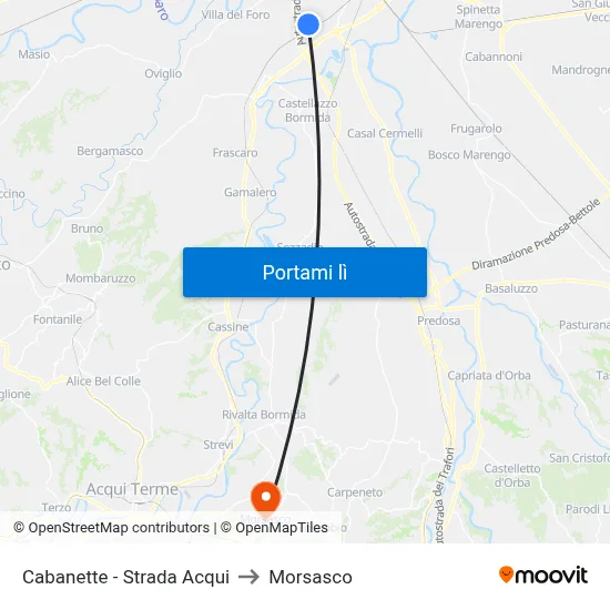 Cabanette - Strada Acqui to Morsasco map